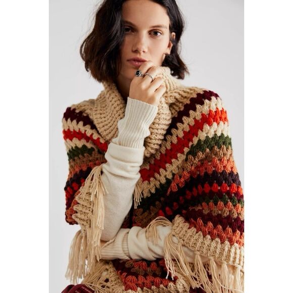 Free People Weekend Getaway Crochet Poncho